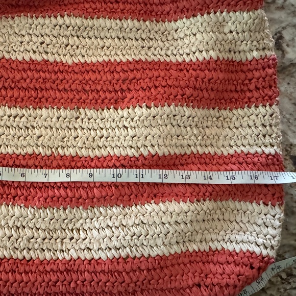 ****LOW PRICE****Talbots paper straw bag - orange and tan stripe! Super CUTE! - Picture 11 of 16